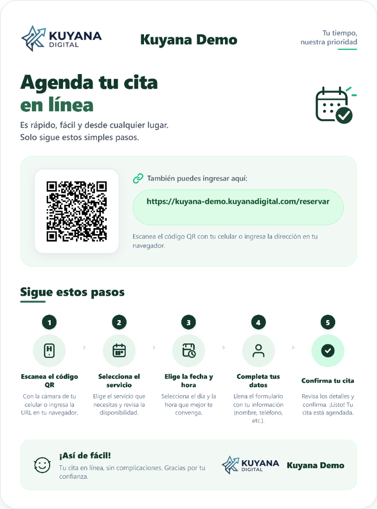 Cartel Afiche de Sala de Espera para imprimir con Código QR - Kuyana Digital
